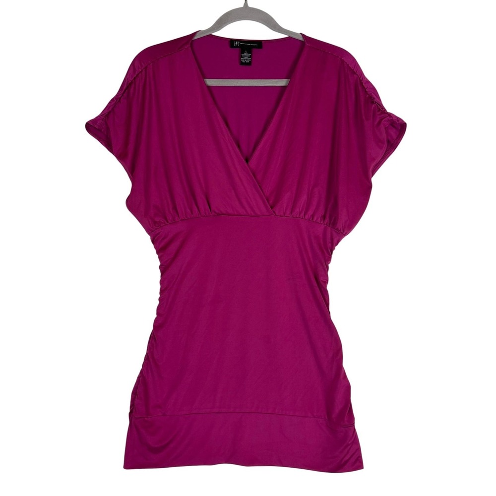 INC International‎ Concepts Blouse Womens Large Pink V Neck Dolman Tunic Top